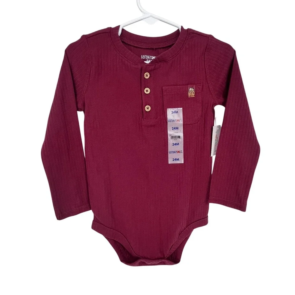 Garanimals Bodysuits Toddler Boys 24M Green Burgundy Yellow Dino 3 Count NEW